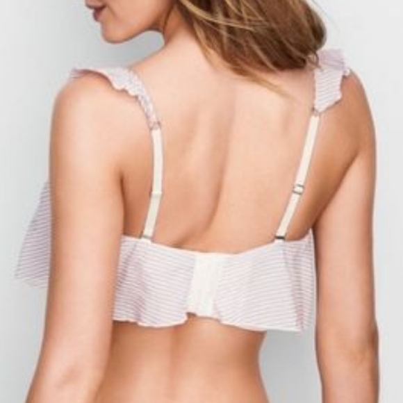 Victoria's Secret Striped Ruffle Bra Bralette Bandeau Crop Top Bustier NWT 32B - Picture 7 of 16